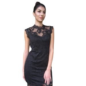 Sans Souci Small Black Sleeveless Lace Mini Dress feminine classic formal gala
